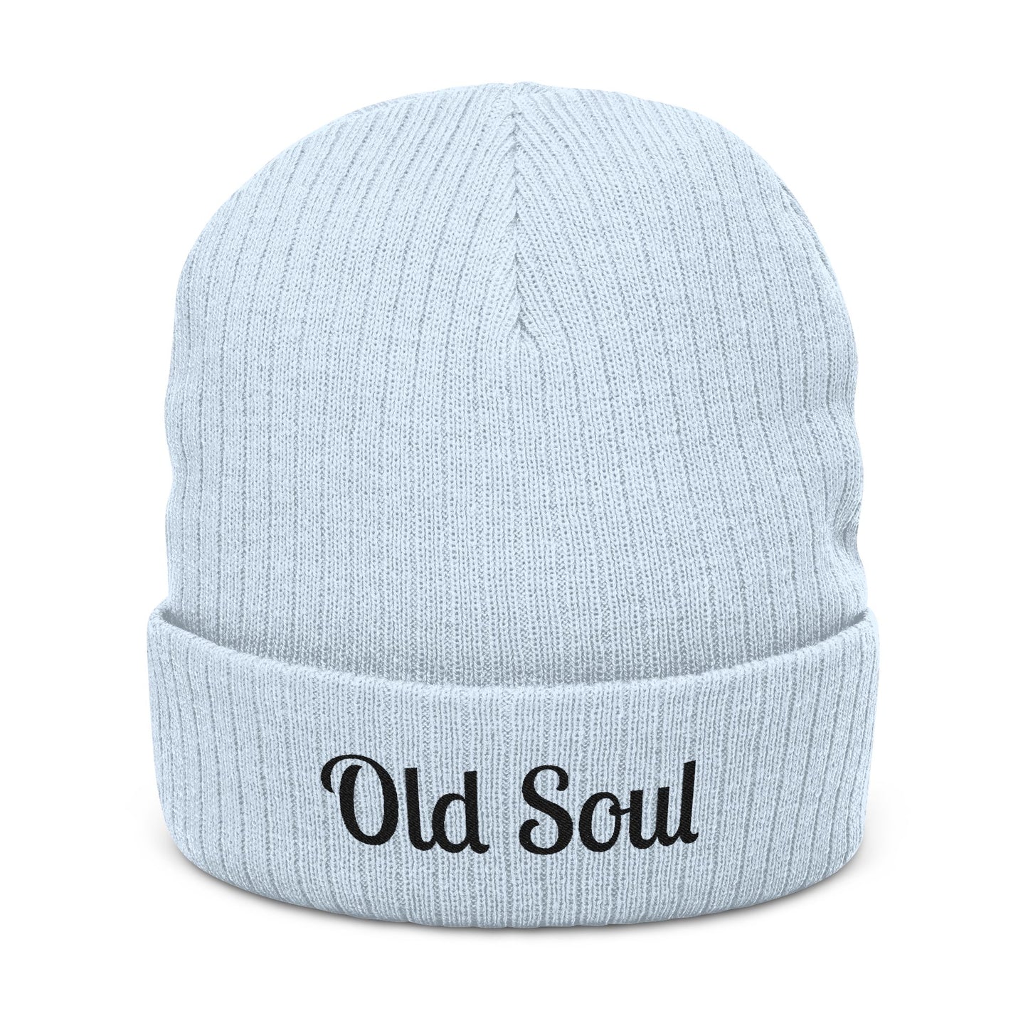 Old Soul Embroidered Ribbed Beanie – Cozy Winter Hat, Trendy Knit Accessory, Gift for Him or Her