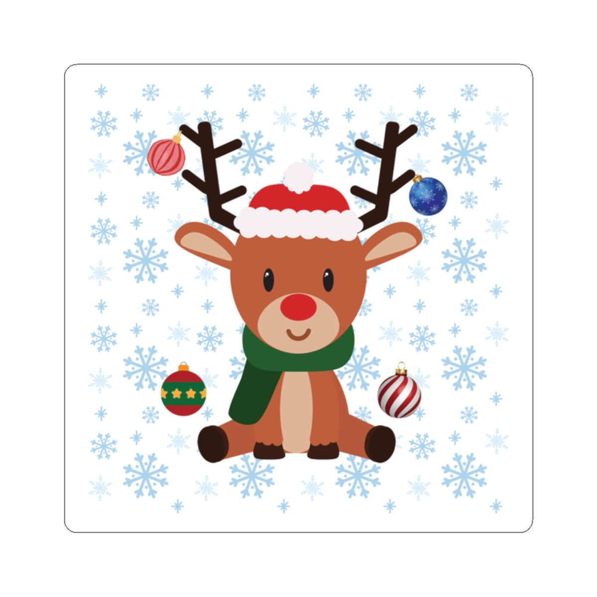 Festive Reindeer Kiss-Cut Stickers | Cute Holiday Decor, Laptop Accessories, Christmas Gifts, Scrapbooking, Gift Wrapping
