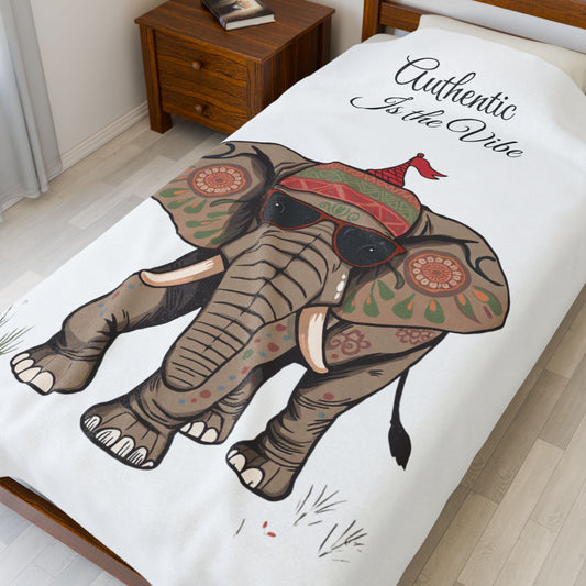 “Authentic is the Vibe” Velveteen Plush Blanket — Soft, Luxurious Throw for Self-Care, Positivity & Inspirational Home Décor