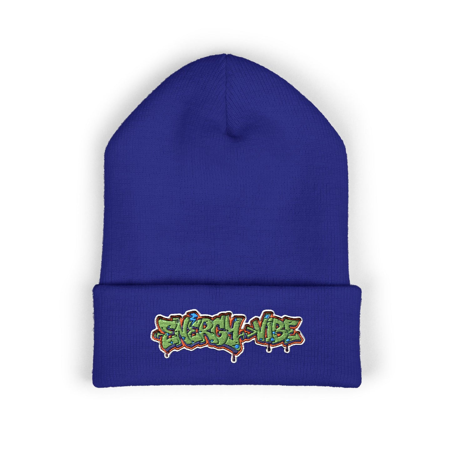 Energy > Vibe Embroidered Beanie — Classic Cuffed Knit Hat