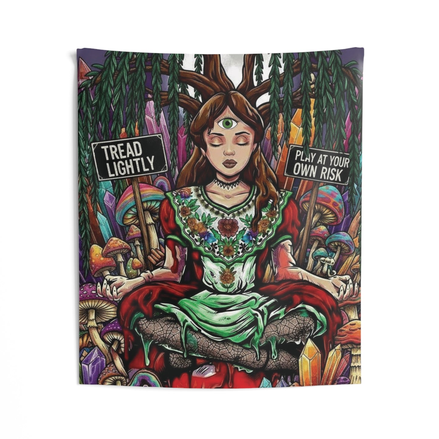 Meditating Third-Eye Tapestry - Spiritual Wall Art