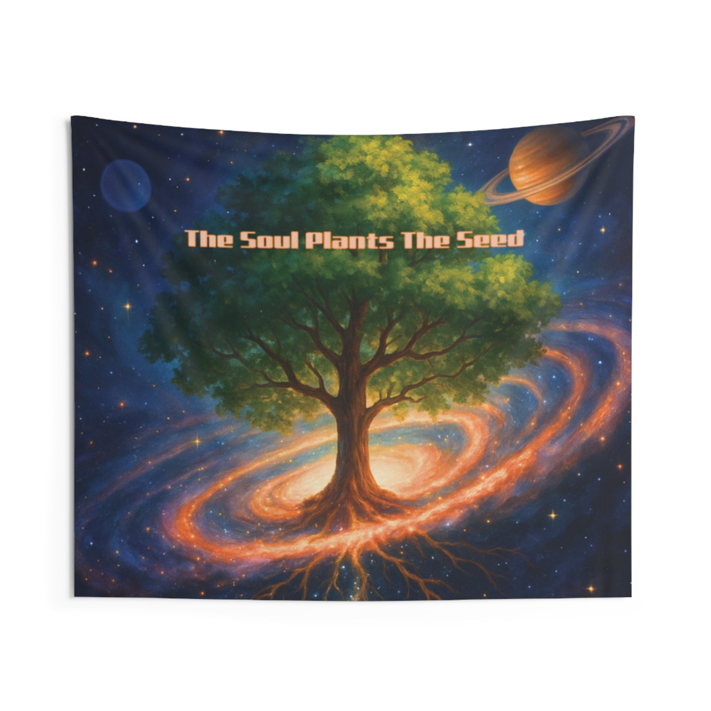 The Soul Plants The Seed Cosmic Tree Tapestry | Inspirational Boho Wall Art & Mindfulness Decor
