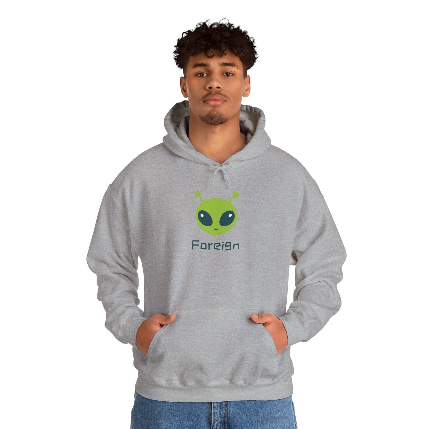 Alien Logo Hoodie — Retro Foreign UFO Graphic Sweatshirt