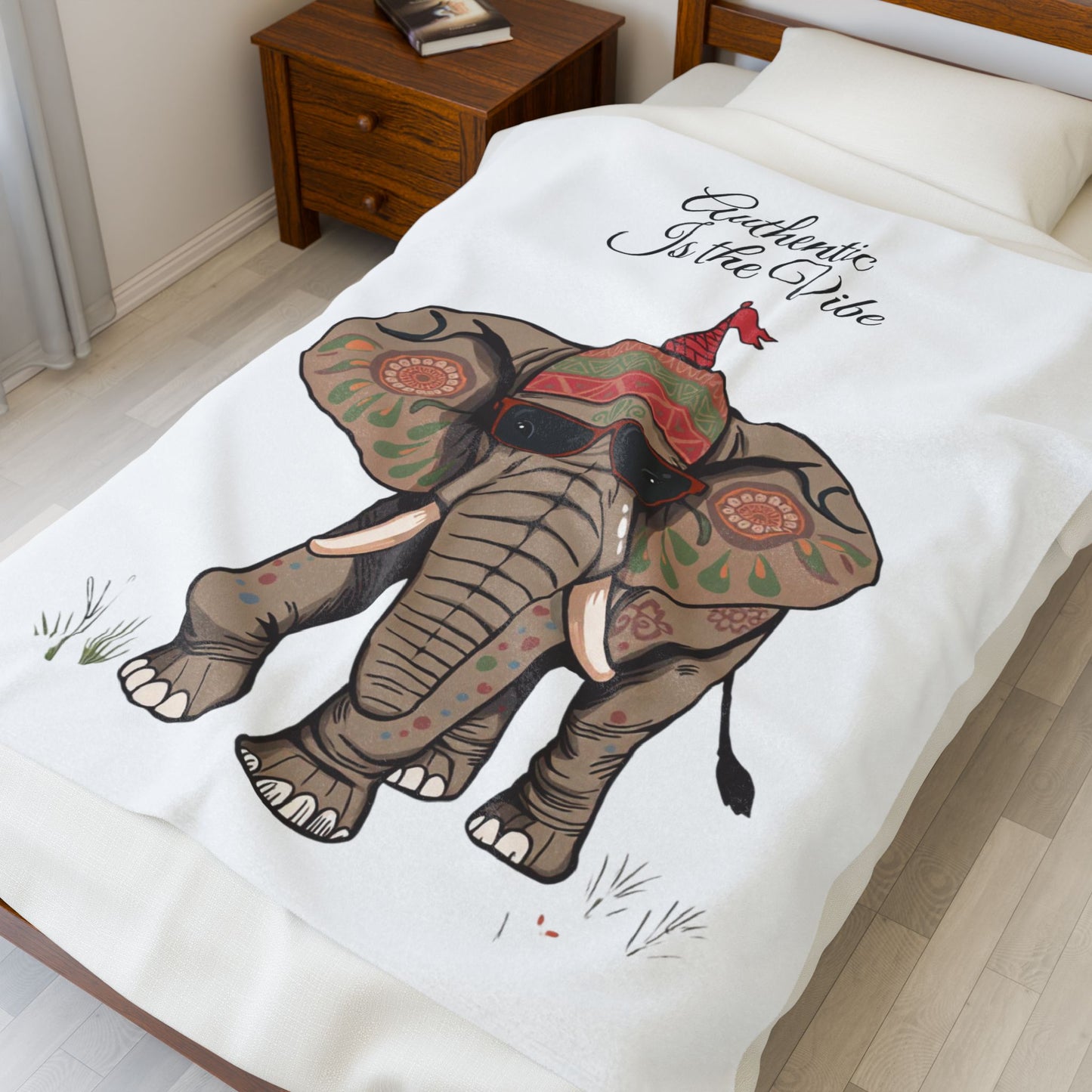 “Authentic is the Vibe” Velveteen Plush Blanket — Soft, Luxurious Throw for Self-Care, Positivity & Inspirational Home Décor