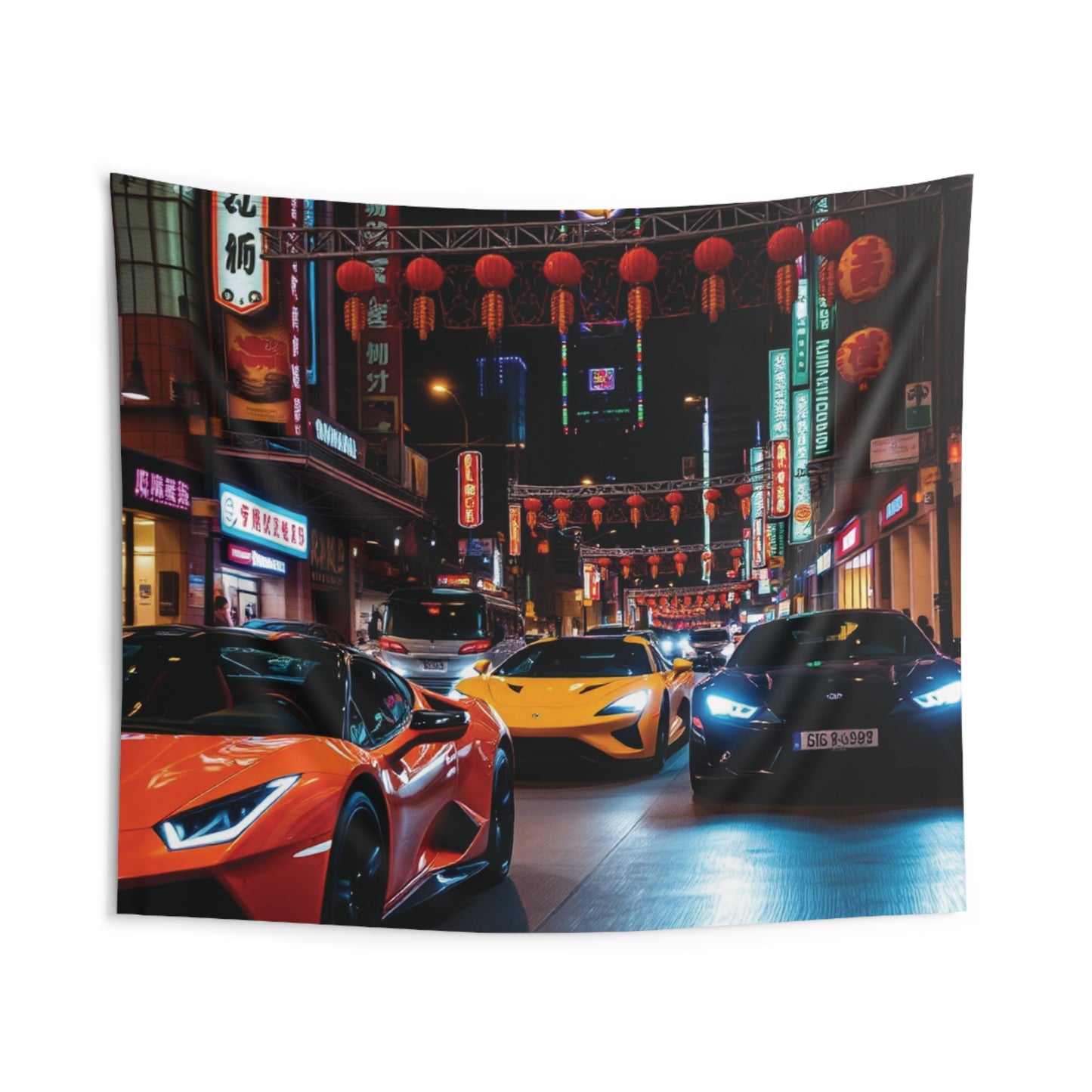 Lamborghini Nightlife Tapestry | Luxury Car Wall Decor & Modern Room Aesthetic
