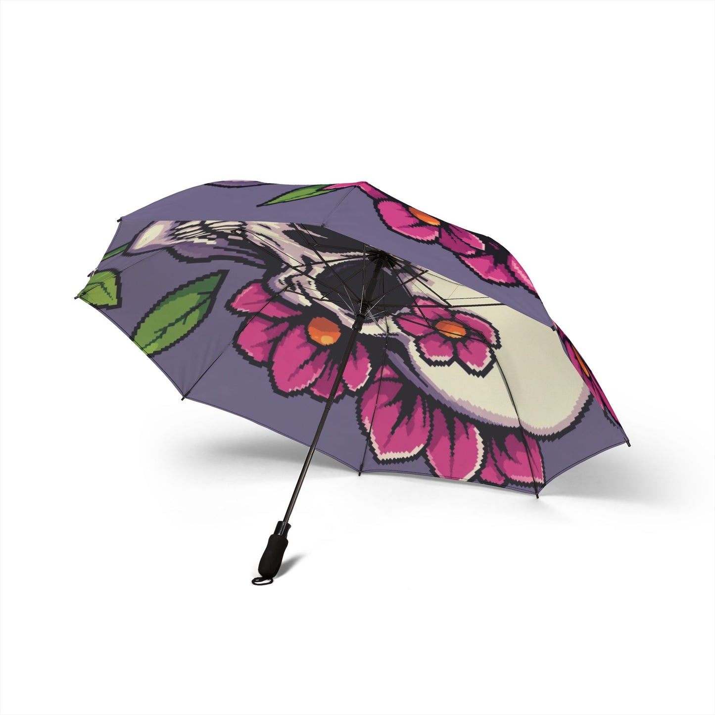 Floral Skull Umbrella | Foldable Goth & Festival Rain Umbrella – Unique Gift for Her