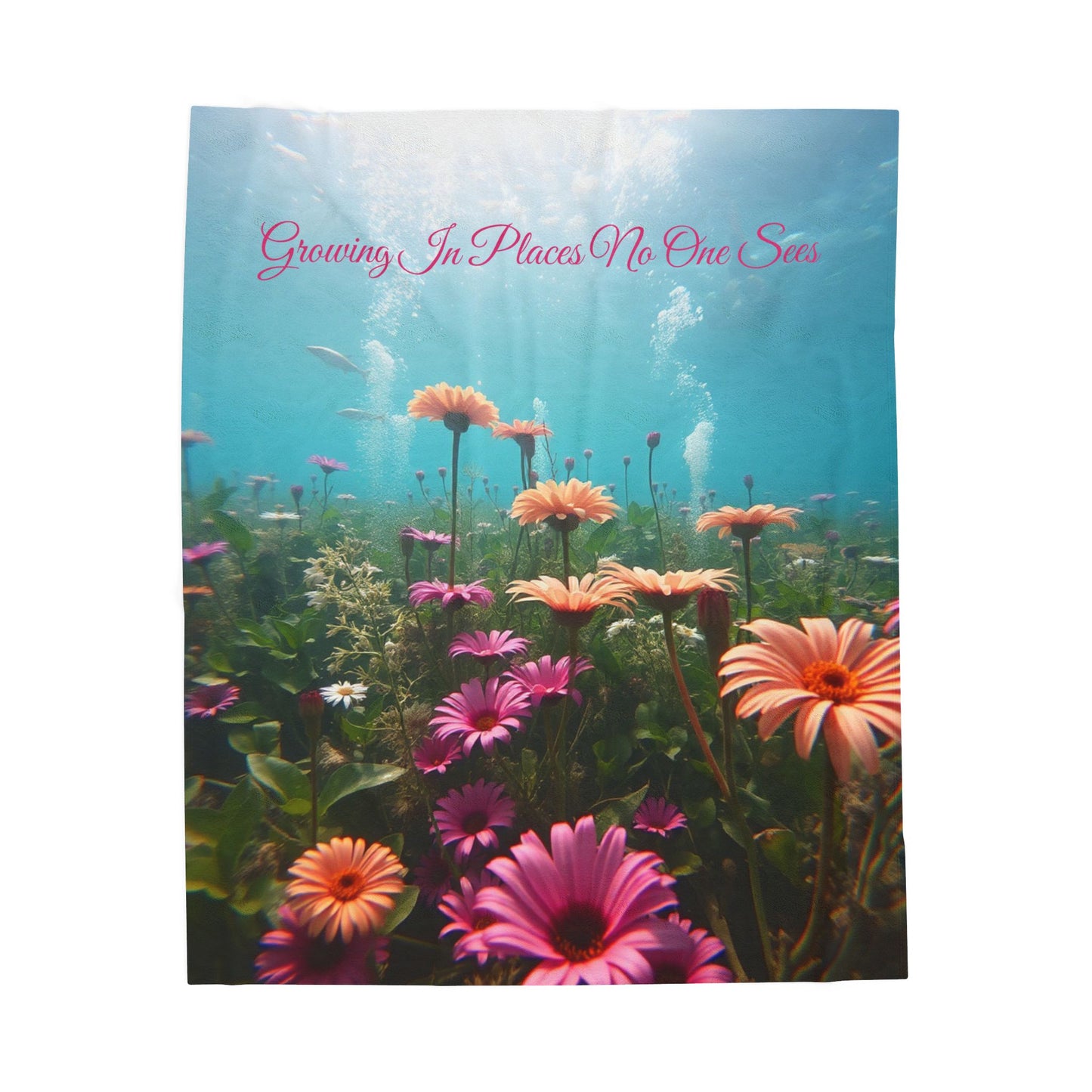 Floral Underwater Garden "Growing In Places No One Sees" Cozy Throw — Velveteen Plush Blanket