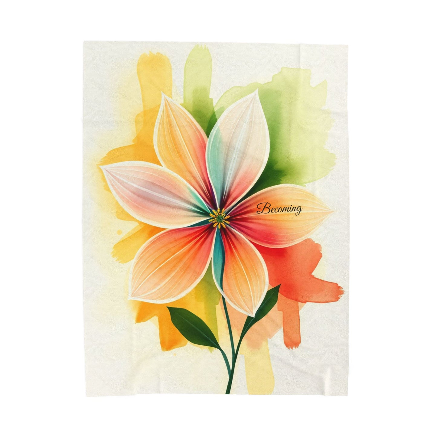 Floral “Becoming” Velveteen Plush Blanket — Soft Throw for Self-Care, Growth, Mindfulness & Inspirational Home Décor