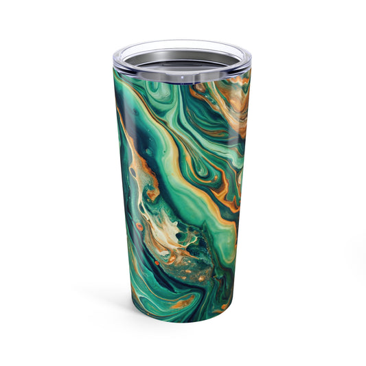 Green Paint Swirl 20oz Tumbler | Artistic Stainless Steel Travel Mug for Coffee, Gifts & Everyday Use
