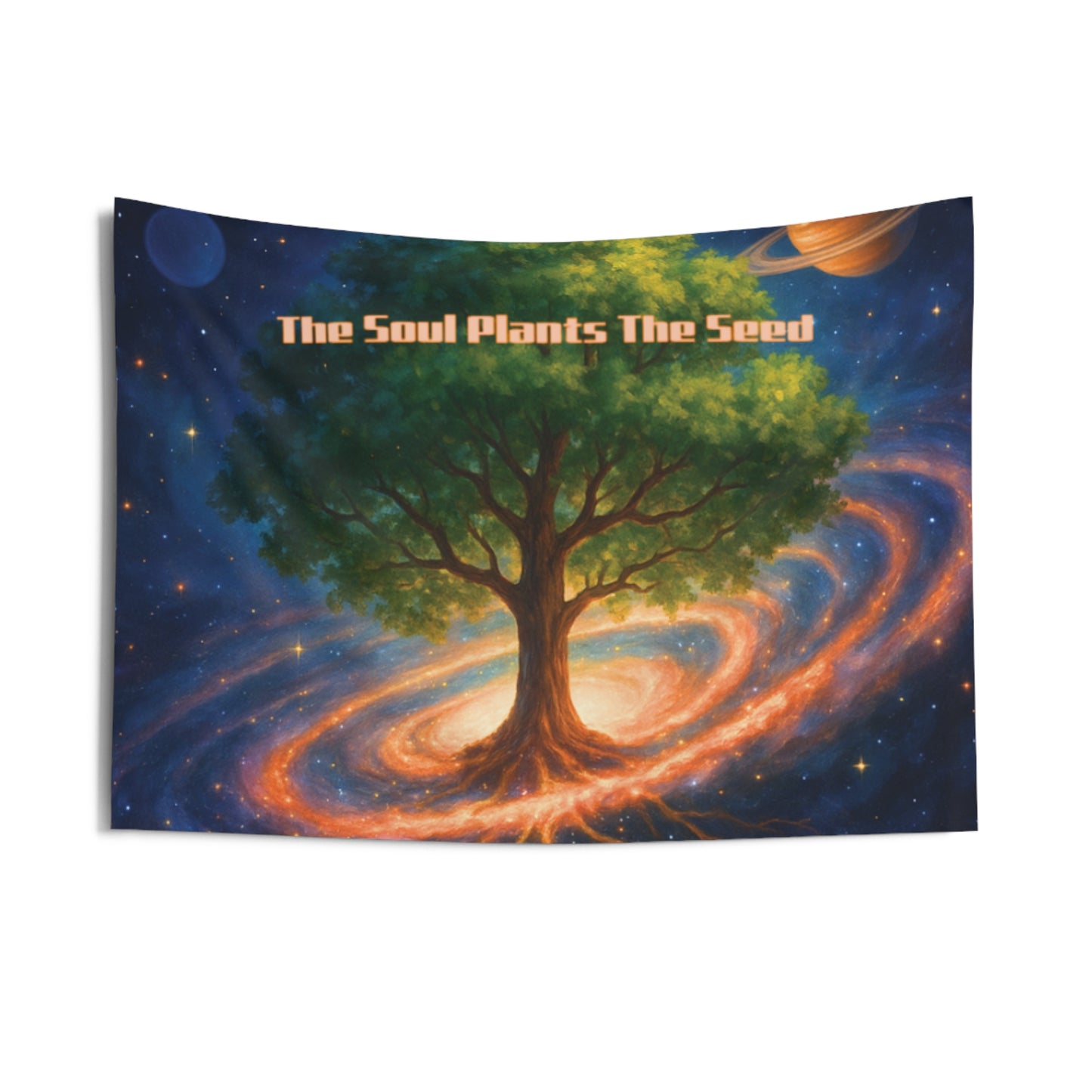 The Soul Plants The Seed Cosmic Tree Tapestry | Inspirational Boho Wall Art & Mindfulness Decor