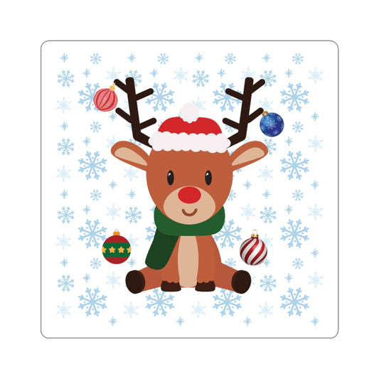 Festive Reindeer Kiss-Cut Stickers | Cute Holiday Decor, Laptop Accessories, Christmas Gifts, Scrapbooking, Gift Wrapping