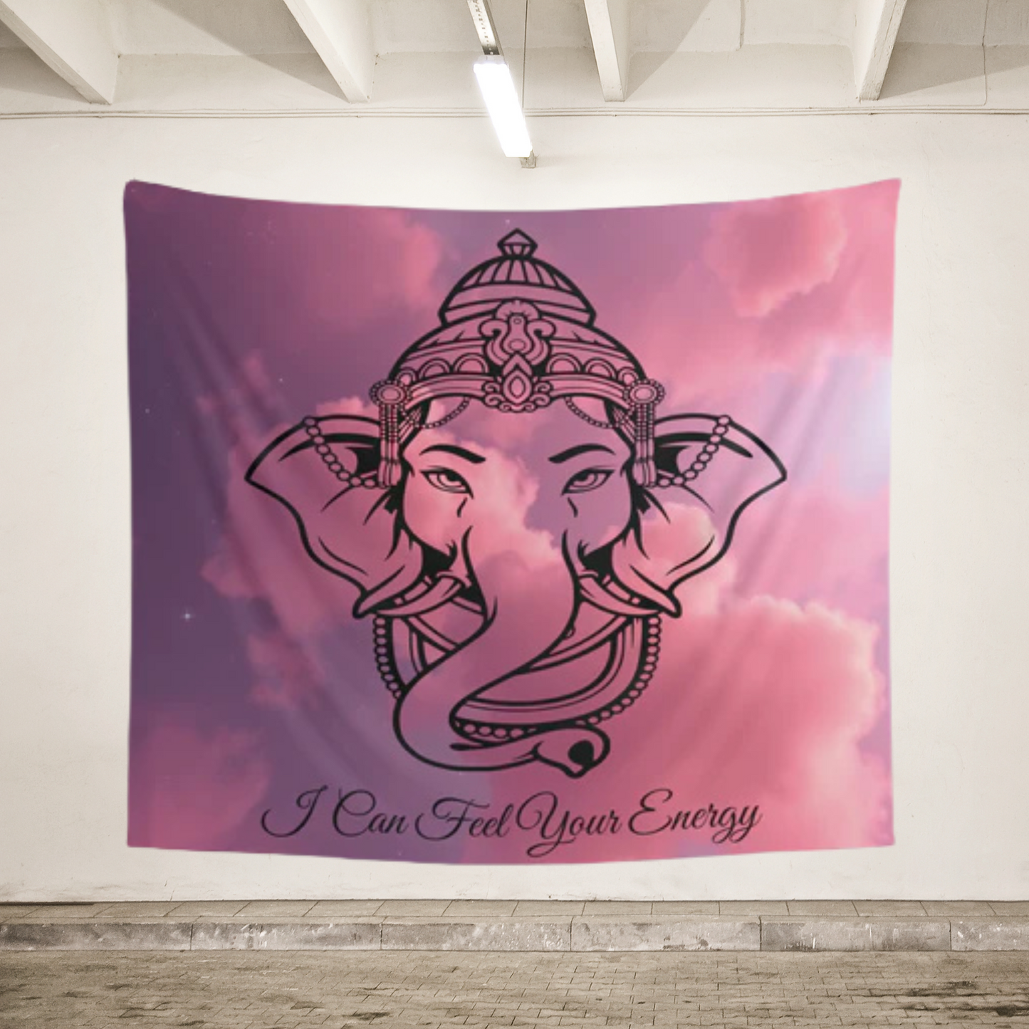 I Can Feel Your Energy Elephant Tapestry | Serene Boho Wall Art & Mindfulness Decor
