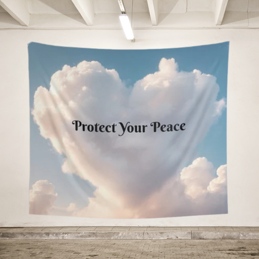 Protect Your Peace Wall Tapestry | Mindfulness Boho Wall Art for Yoga & Cozy Home