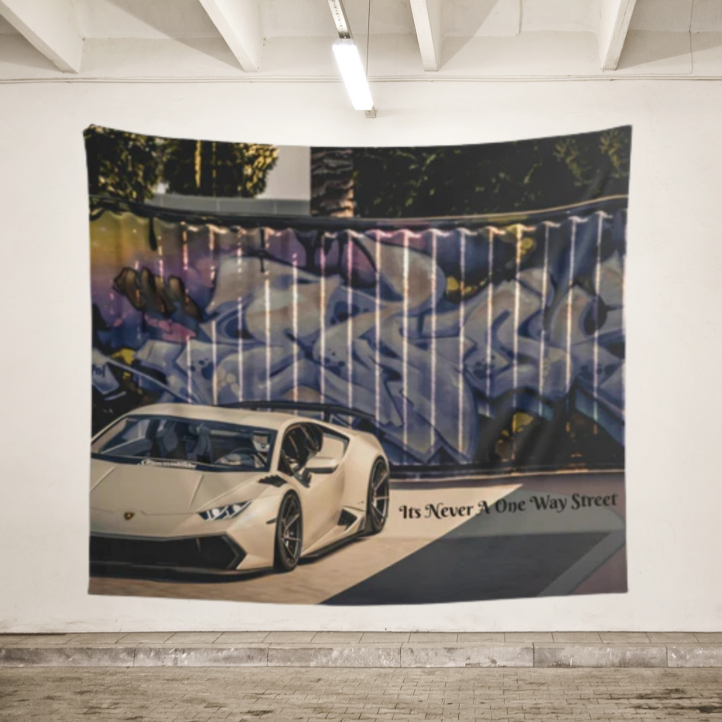 “It’s Never a One Way Street” Car Wall Tapestry | Urban Automotive Art for Car Lovers & Modern Homes