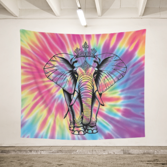 Colorful Elephant Tie-Dye Wall Tapestry, Boho Home Decor, Psychedelic Art, Living Room Wall Hanging, Festival Decorations, Yoga Studio Decor