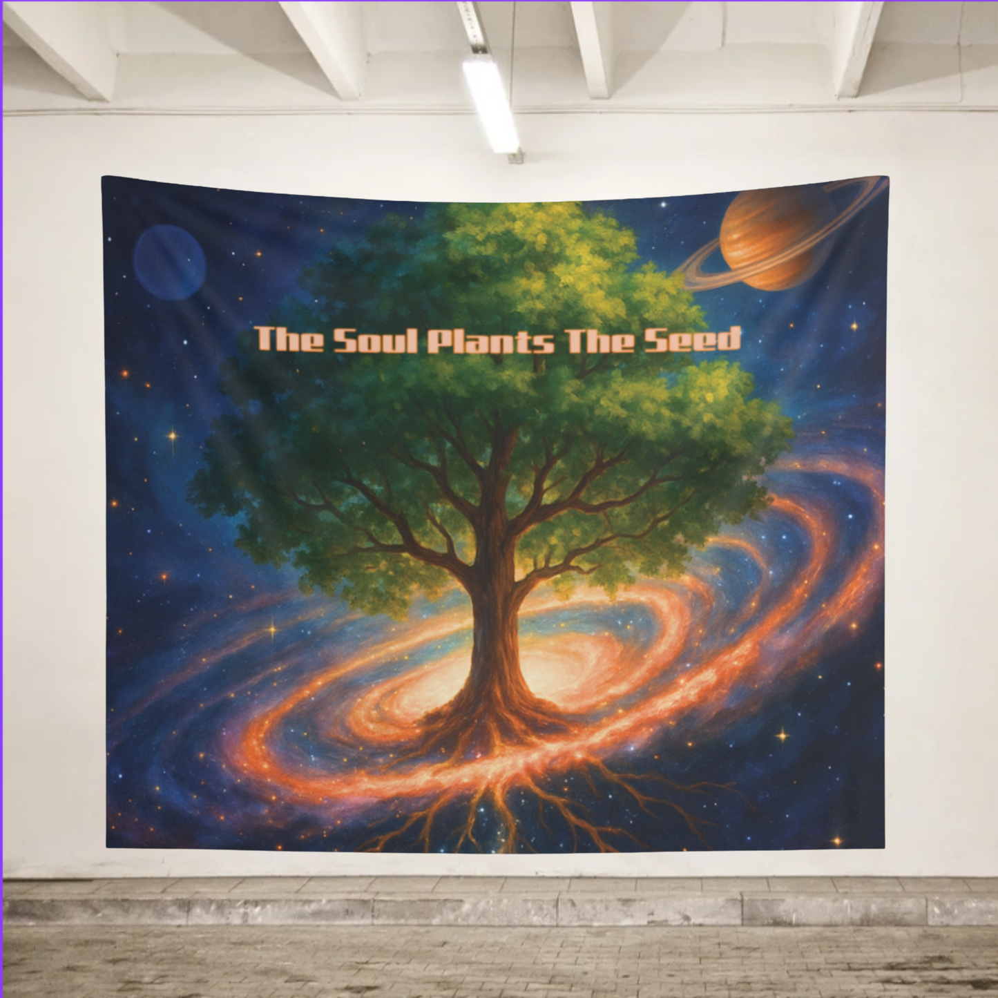 The Soul Plants The Seed Cosmic Tree Tapestry | Inspirational Boho Wall Art & Mindfulness Decor