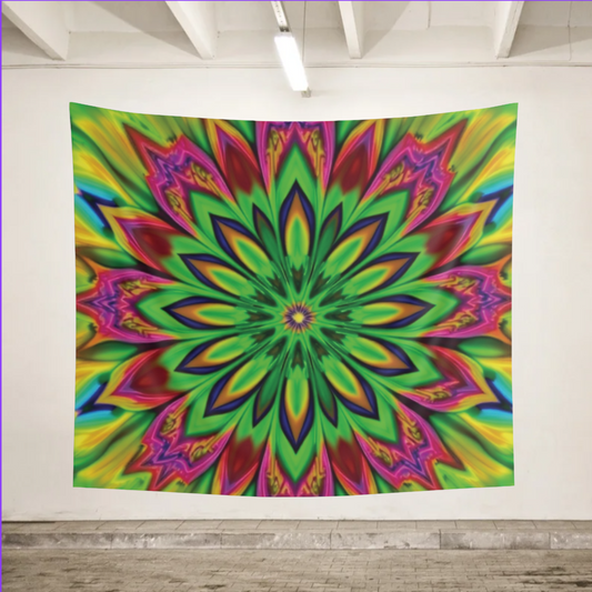 Vibrant Psychedelic Floral Kaleidoscope Indoor Wall Tapestry – Colorful Home Decor, Boho Style Hanging, Meditation Wall Art, Gift for Art Lovers, Psychedelic