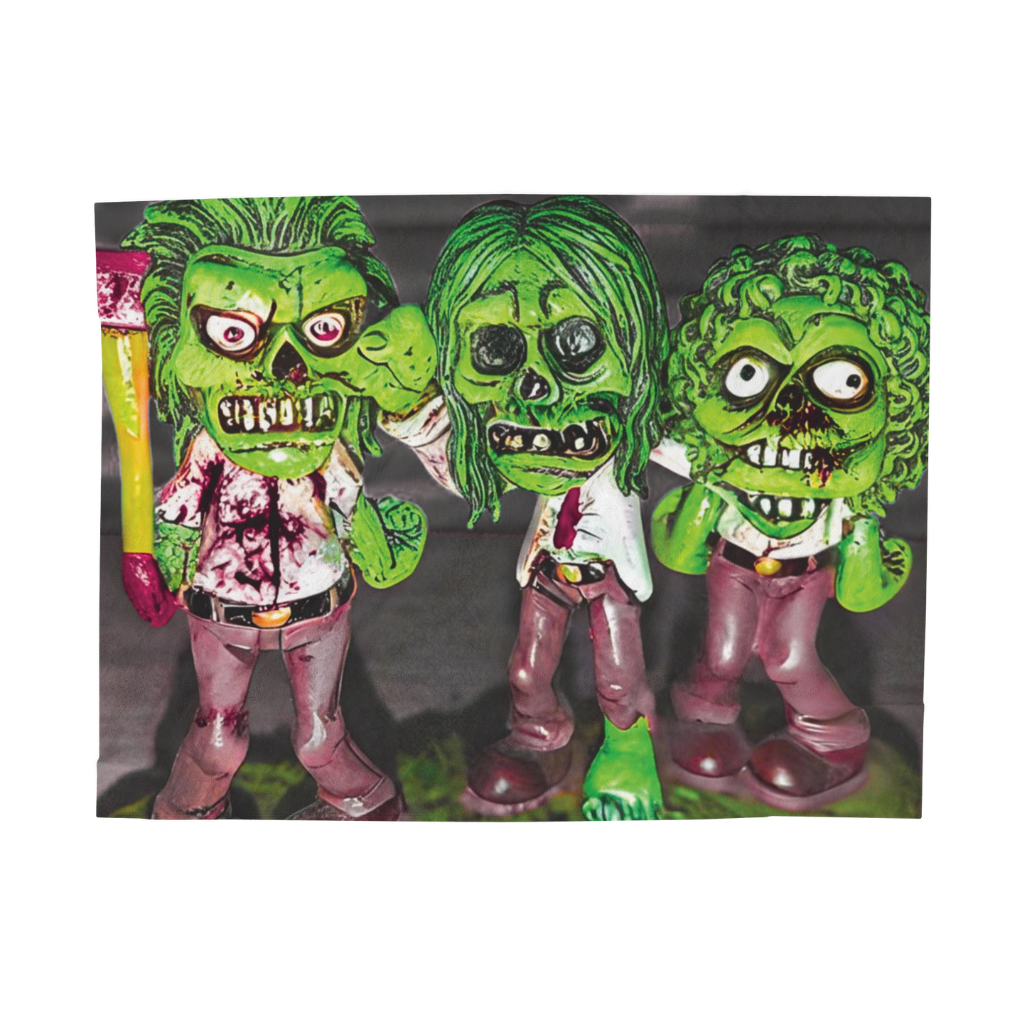 Hear No Evil See No Evil Speak No Evil Zombie Toy Plush Blanket – Cute Creepy Green Dolls Throw for Halloween & Horror Fans