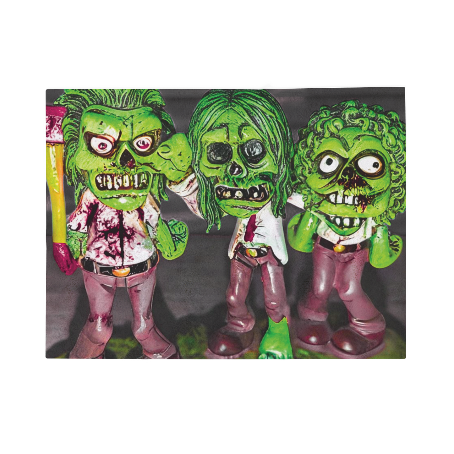 Hear No Evil See No Evil Speak No Evil Zombie Toy Plush Blanket – Cute Creepy Green Dolls Throw for Halloween & Horror Fans