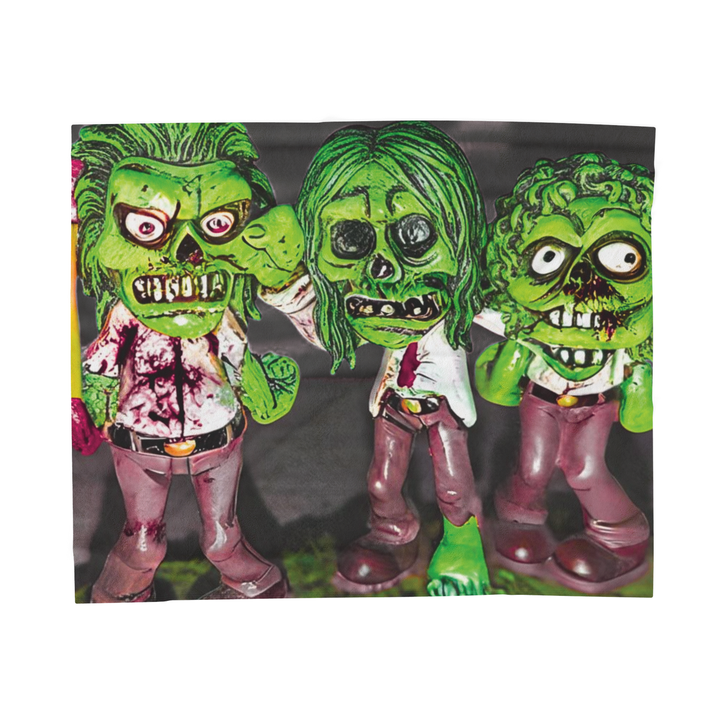 Hear No Evil See No Evil Speak No Evil Zombie Toy Plush Blanket – Cute Creepy Green Dolls Throw for Halloween & Horror Fans