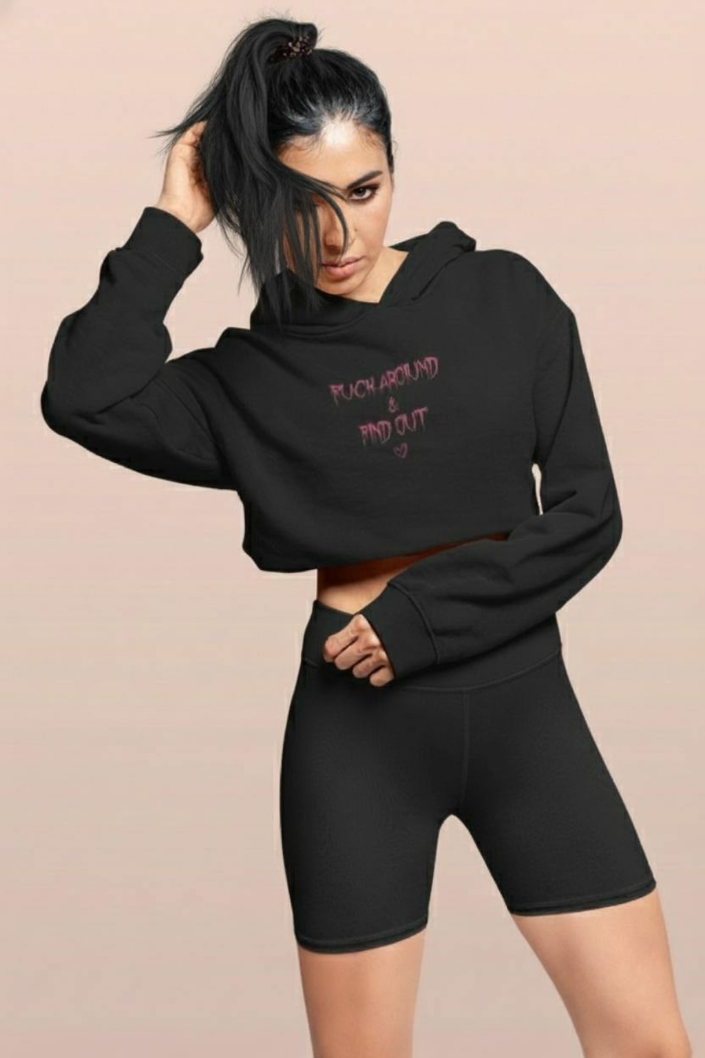 F*ck Around & Find Out Edgy Cropped Hoodie — Fun Women’s Casual Streetwear Sweatshirt for Everyday Wear