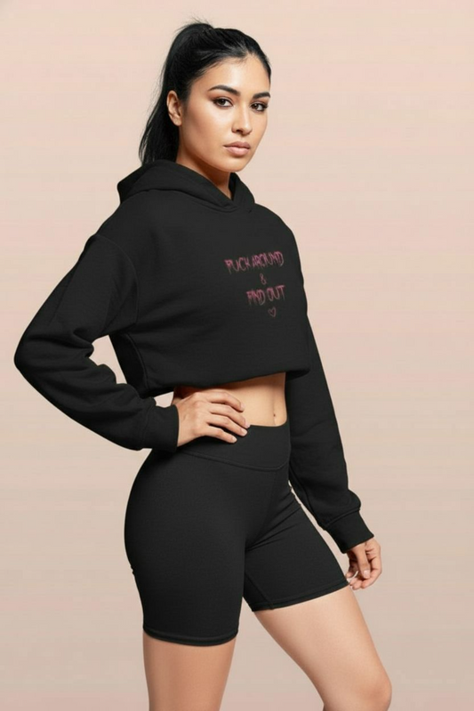 FAFO Edgy Cropped Hoodie — Fun Women's Casual Streetwear