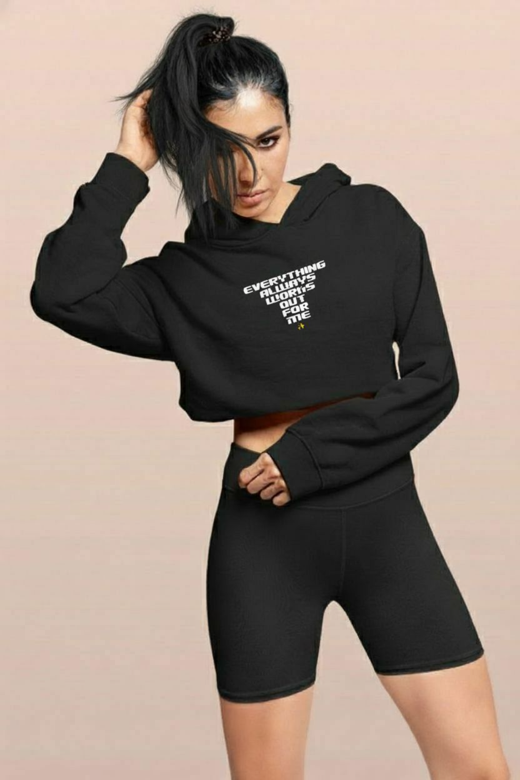 Everything Always Works Out Cropped Hoodie – Women's Trendy Sweatshirt, Casual Streetwear, Cozy Layer, Gift for Her