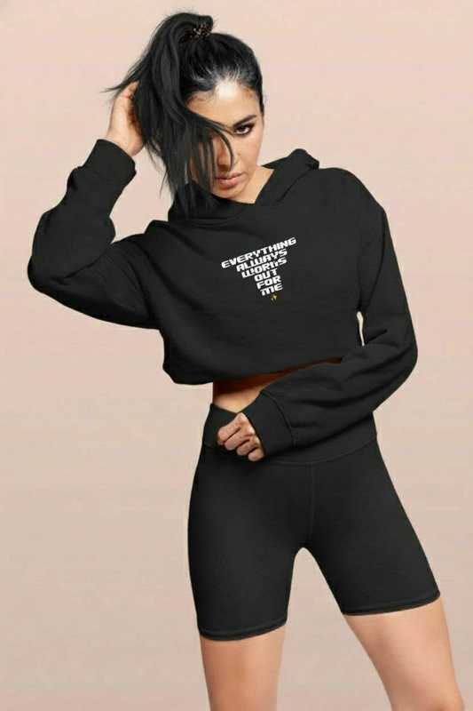 Everything Always Works Out Cropped Hoodie – Women's Trendy Sweatshirt, Casual Streetwear, Cozy Layer, Gift for Her