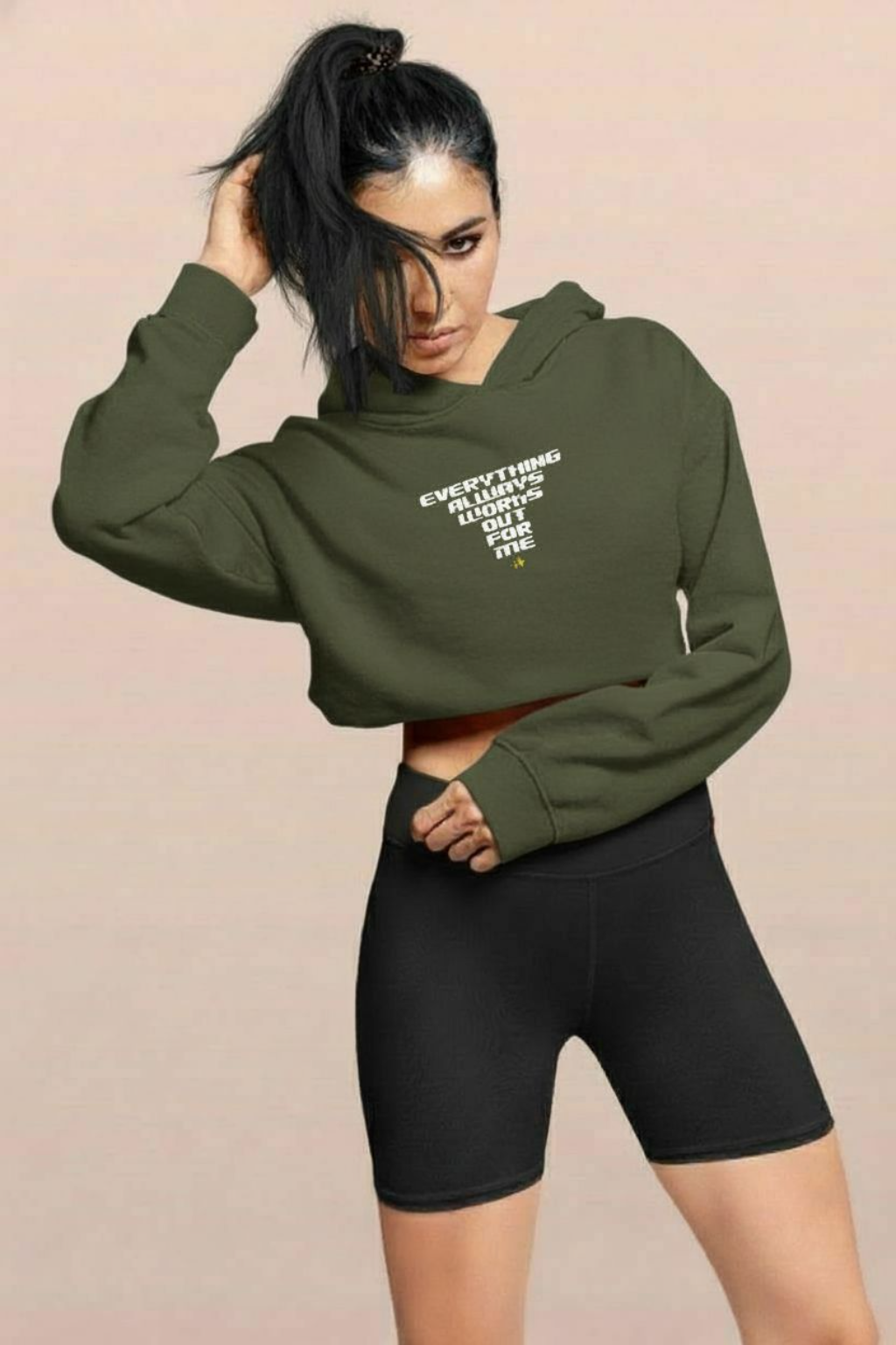 Everything Always Works Out Cropped Hoodie – Women's Trendy Sweatshirt, Casual Streetwear, Cozy Layer, Gift for Her