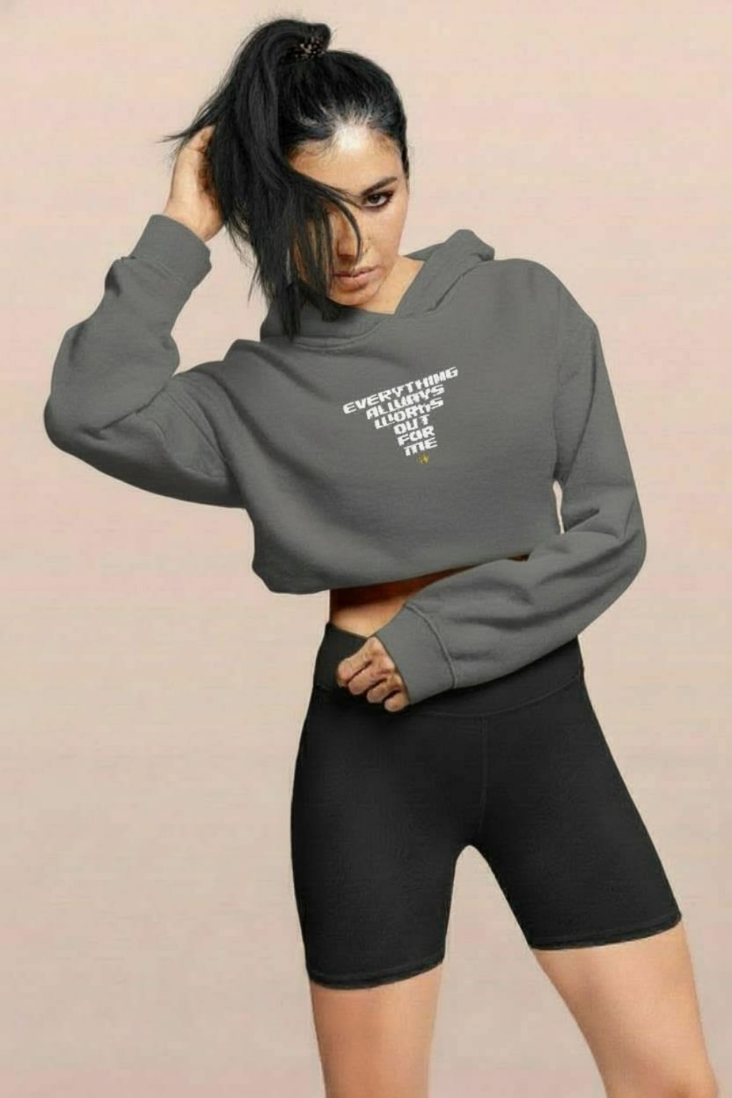 Everything Always Works Out Cropped Hoodie – Women's Trendy Sweatshirt, Casual Streetwear, Cozy Layer, Gift for Her