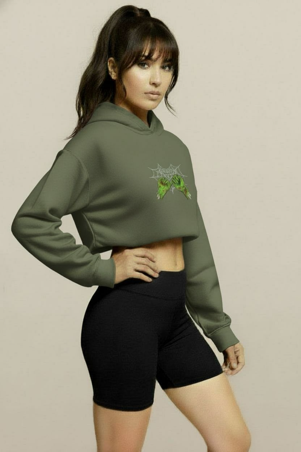 Locked In Cropped Raw Hem Hoodie — Cozy Women’s Streetwear Sweatshirt for Fall & Summer