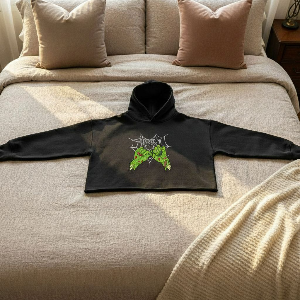 Locked In Cropped Raw Hem Hoodie — Cozy Women’s Streetwear Sweatshirt for Fall & Summer