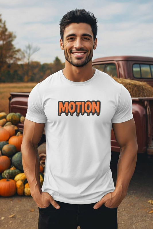 Motion Drip Graphic T‑Shirt — Retro Orange Streetwear Tee