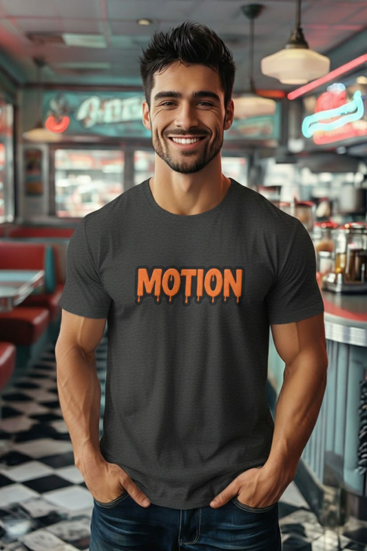 Motion Drip Graphic T‑Shirt — Retro Orange Streetwear Tee