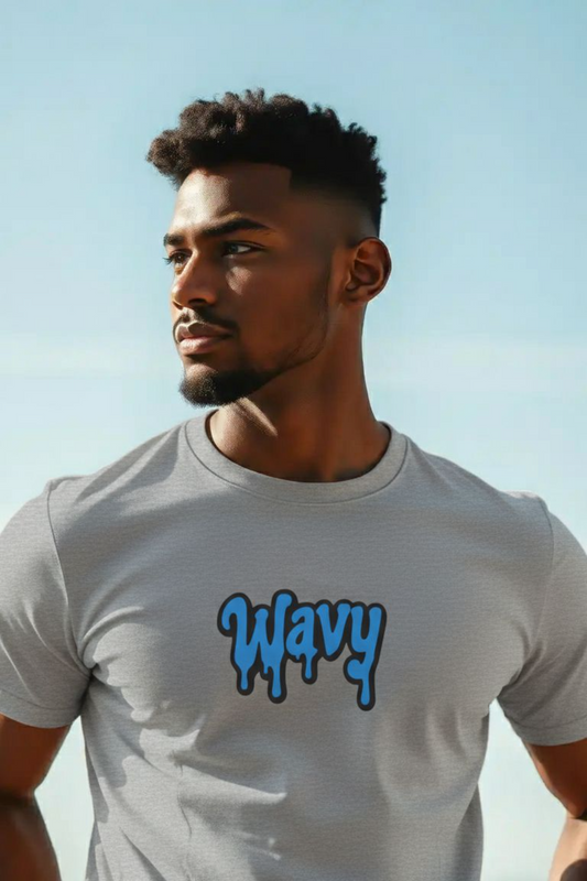 T-Shirt — Blue Drip "Wavy" Graphic Tee