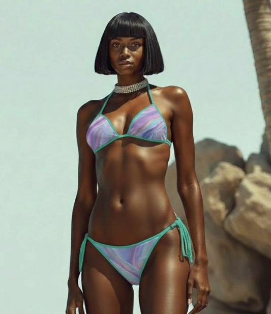 Iridescent Marble Tie-Side Bikini
