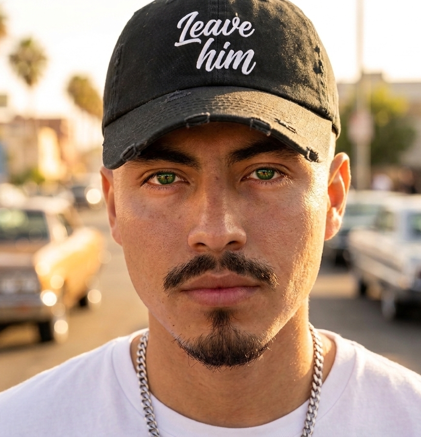 Leave Him Distressed Cap — Bold Script Baseball Hat for Empowerment & New Beginnings