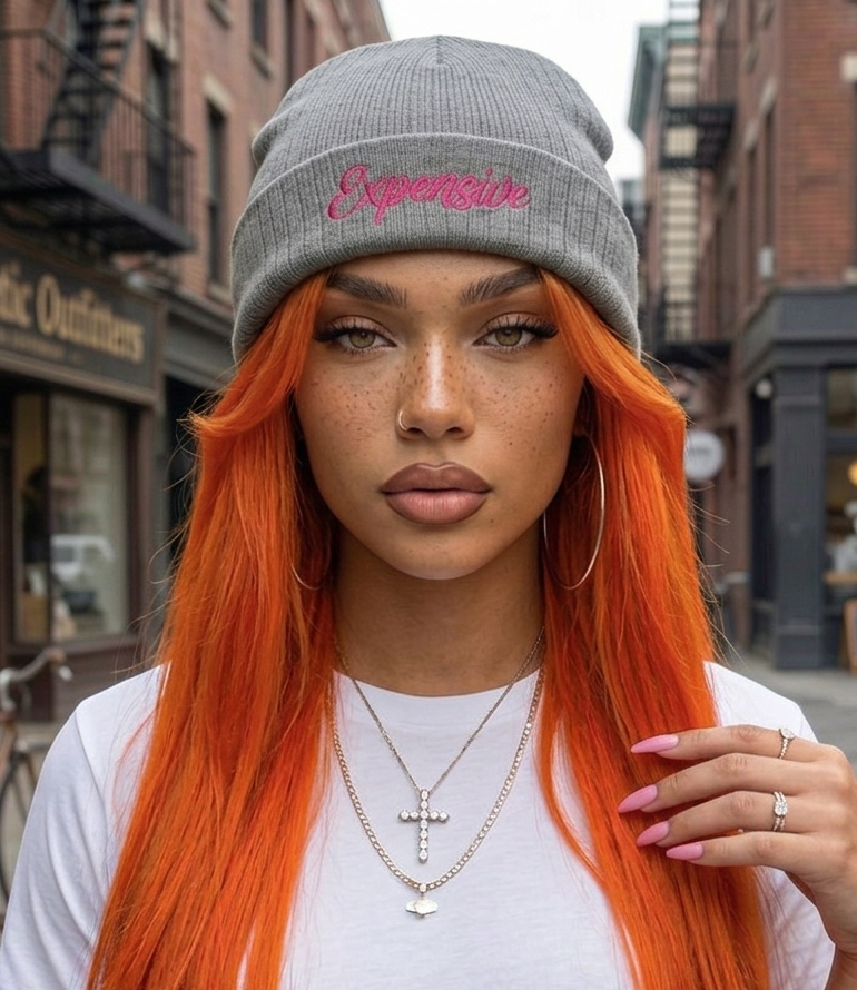 Stylish Ribbed Knit Beanie with 'EXPENSIVE' Embroidery, Cool Fashion Accessory, Gift for Him/Her, Winter Warmth, Trendy Beanie