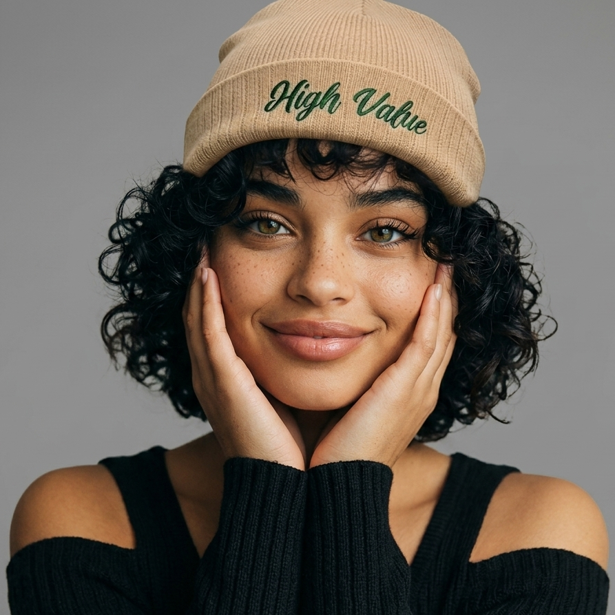 High Value Embroidered Ribbed Beanie – Cozy Winter Hat, Stylish Knit Accessory, Gift for Him or Her