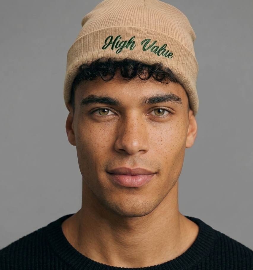 High Value Embroidered Ribbed Beanie – Cozy Winter Hat, Stylish Knit Accessory, Gift for Him or Her