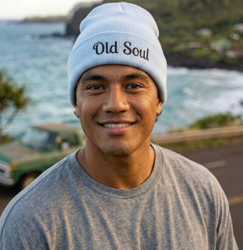 Old Soul Embroidered Ribbed Beanie – Cozy Winter Hat, Trendy Knit Accessory, Gift for Him or Her