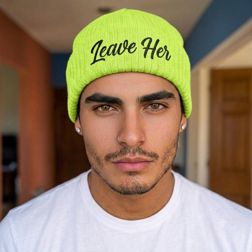 "Leave Her" Statement Beanie – Bold Streetwear Knit Hat