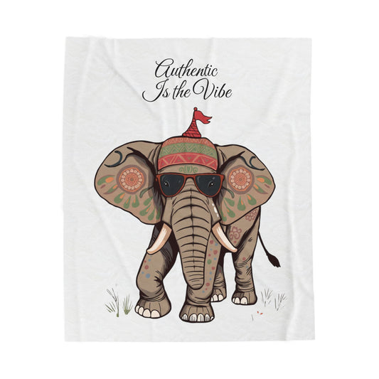 “Authentic is the Vibe” Velveteen Plush Blanket — Soft, Luxurious Throw for Self-Care, Positivity & Inspirational Home Décor