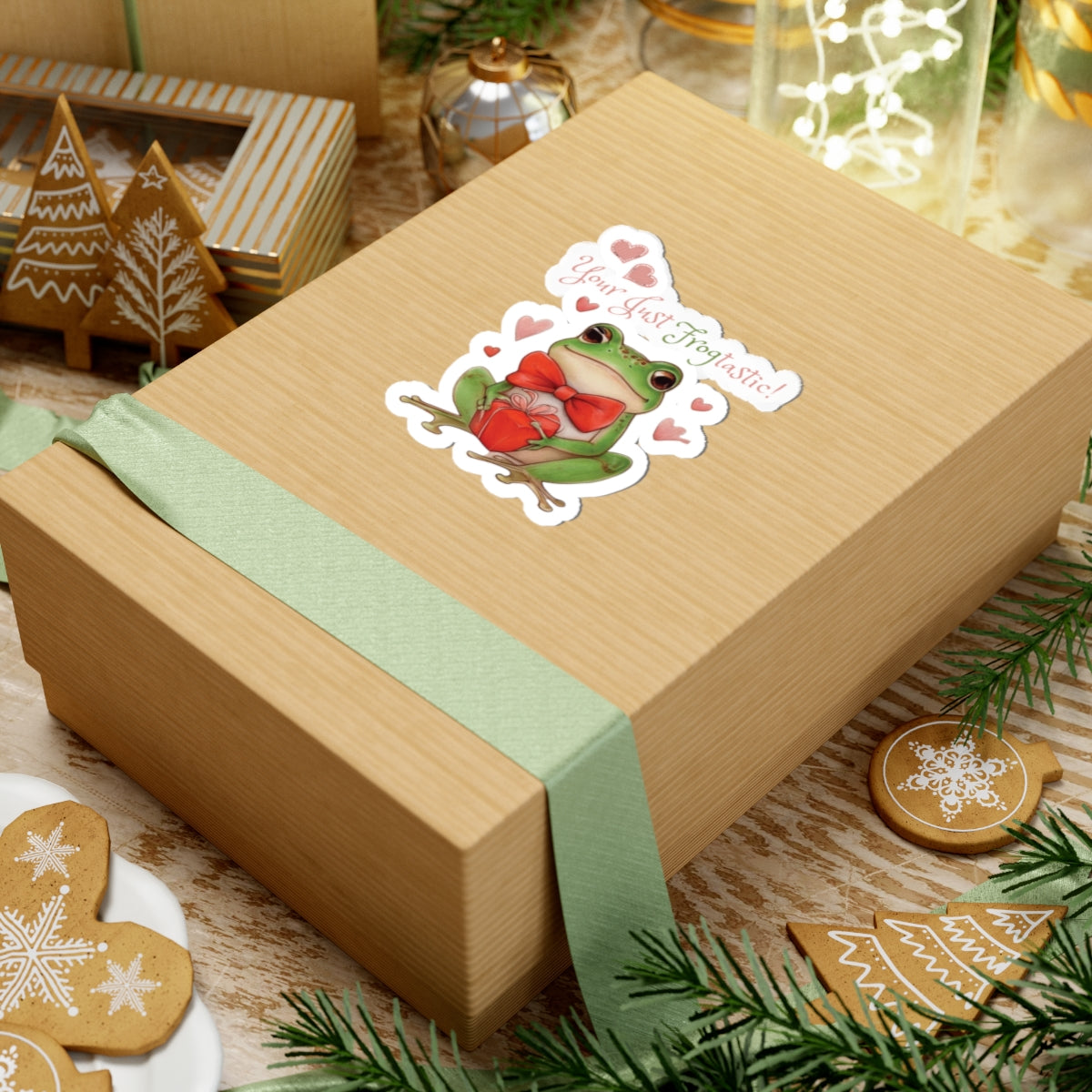 Frog Love Kiss-Cut Stickers, Adorable Frog Stickers, Cute Frog Gifts, Valentine's Day Decor, Fun Frog Art for Laptop