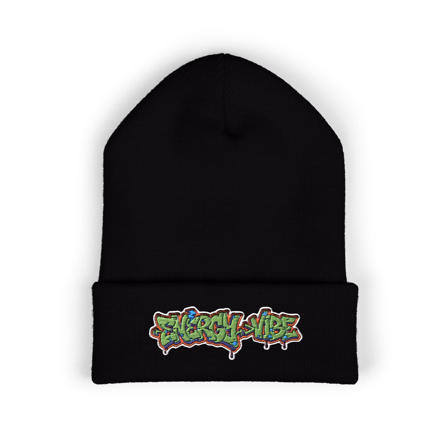 Energy > Vibe Embroidered Beanie — Classic Cuffed Knit Hat
