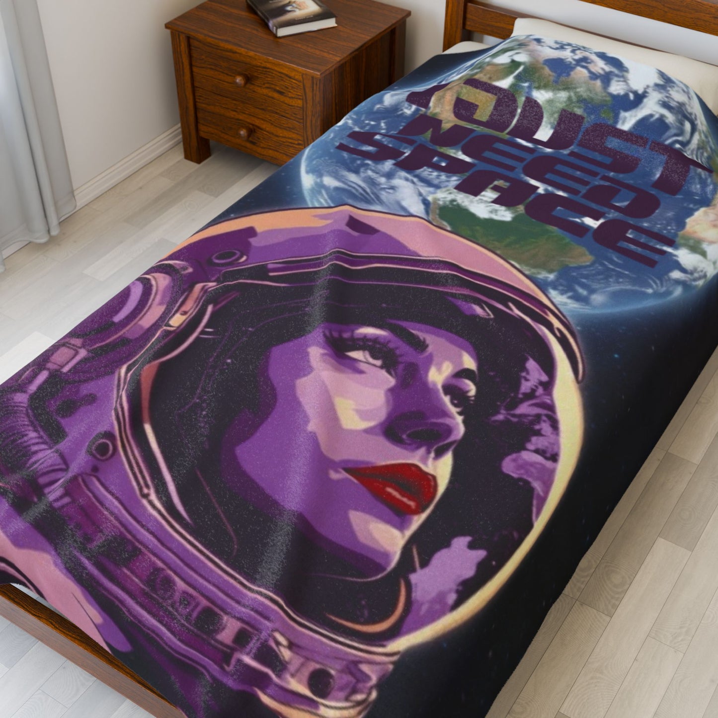 Cosmic Velveteen Plush Blanket — “I Just Need Space” Throw for Astronauts, Space Lovers & Dreamy Home Décor