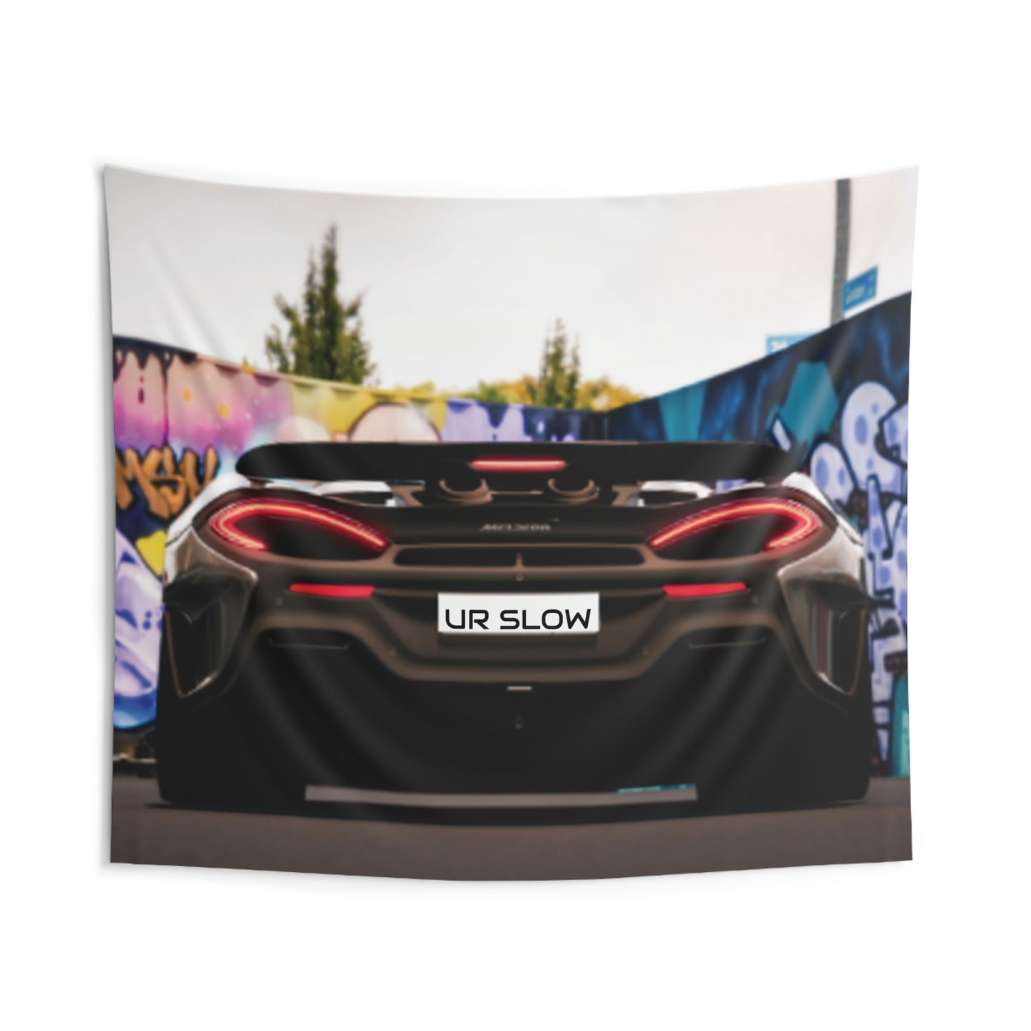 “UR SLOW” Car Wall Tapestry | Mindful Automotive Art for Modern Rooms & Car Lovers