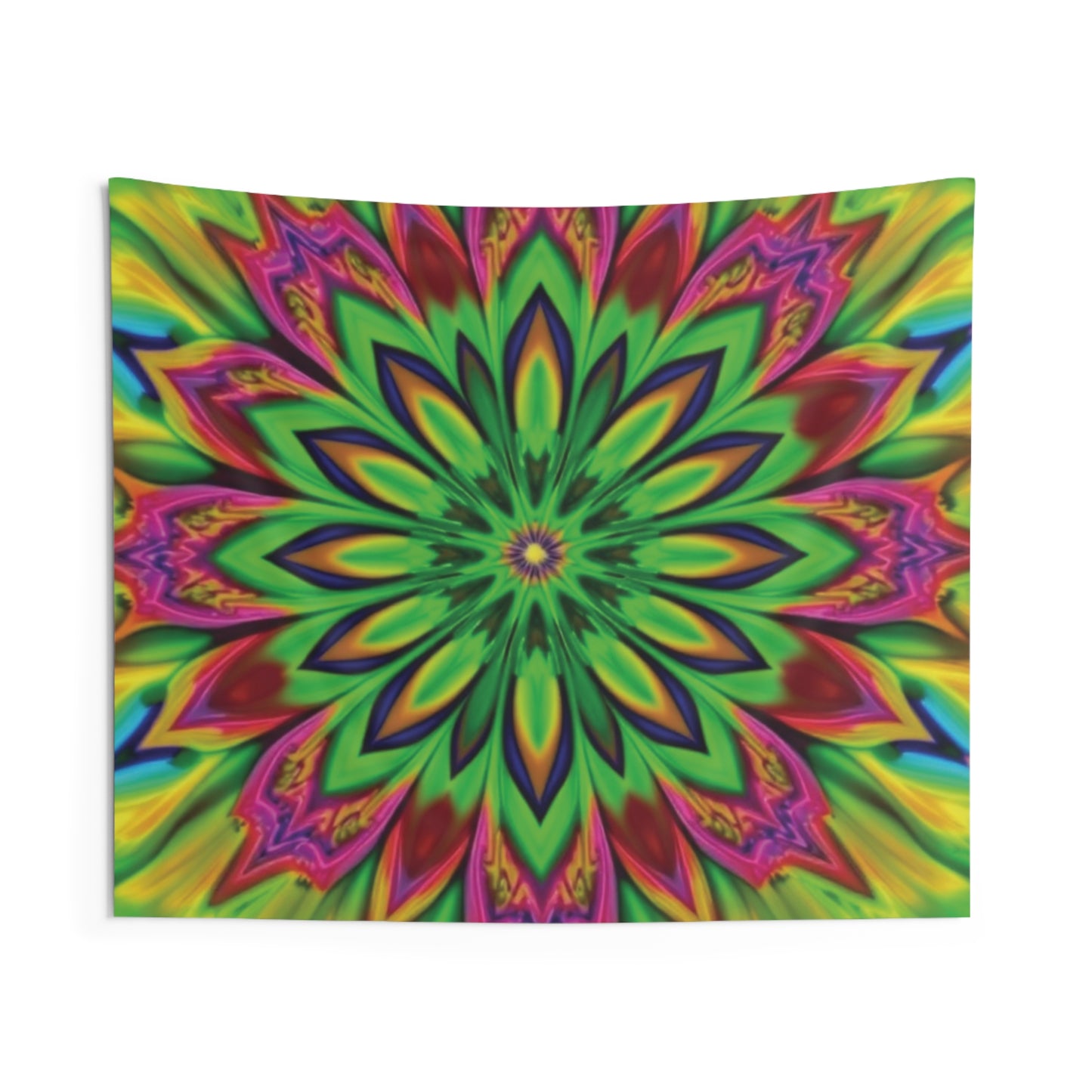 Vibrant Psychedelic Floral Kaleidoscope Indoor Wall Tapestry – Colorful Home Decor, Boho Style Hanging, Meditation Wall Art, Gift for Art Lovers, Psychedelic