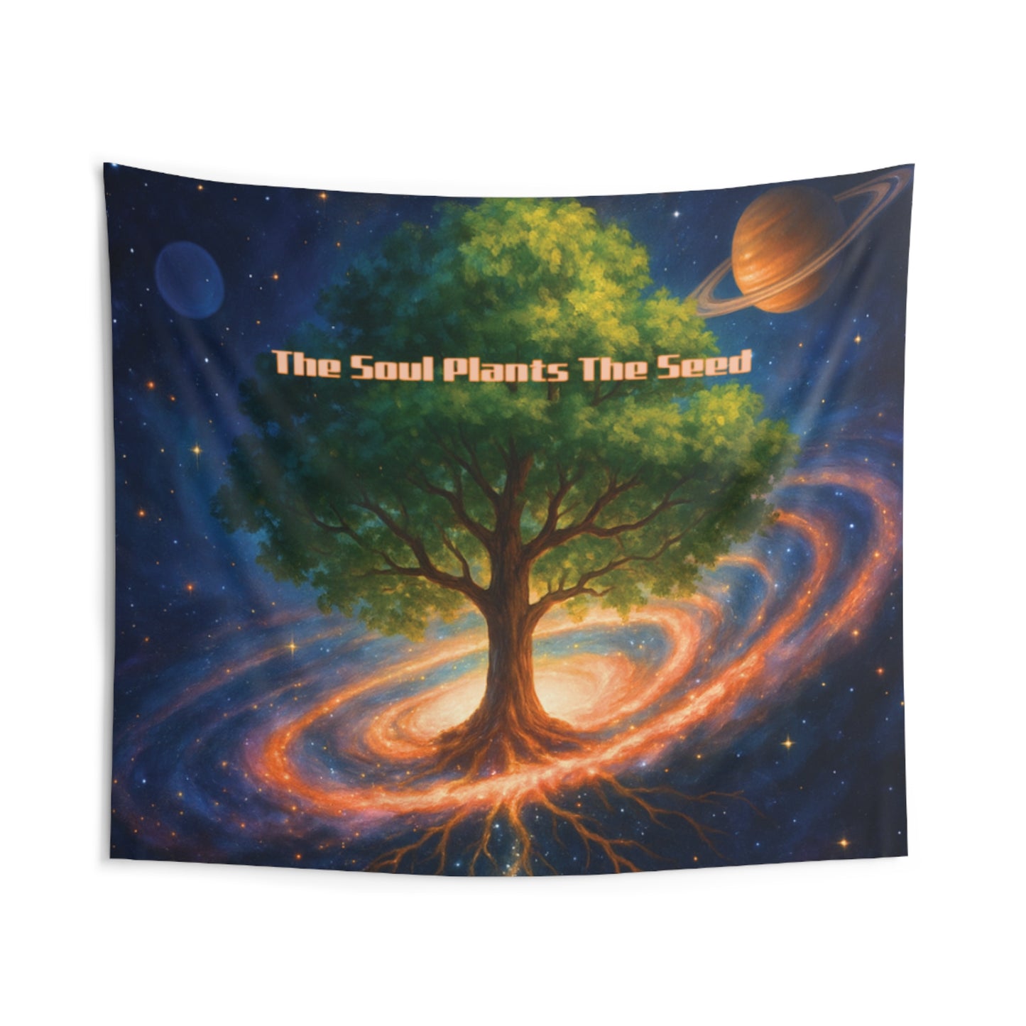 The Soul Plants The Seed Cosmic Tree Tapestry | Inspirational Boho Wall Art & Mindfulness Decor