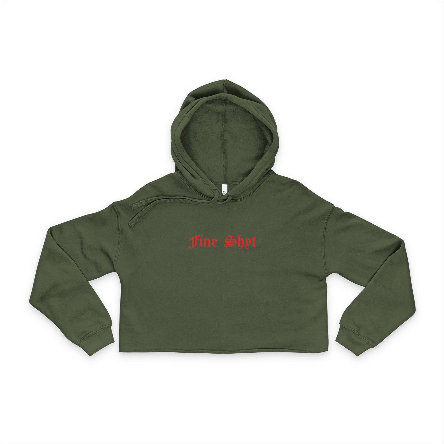 Fine Shyt Cropped Raw Hem Hoodie - Graphic Streetwear Pullover for Women